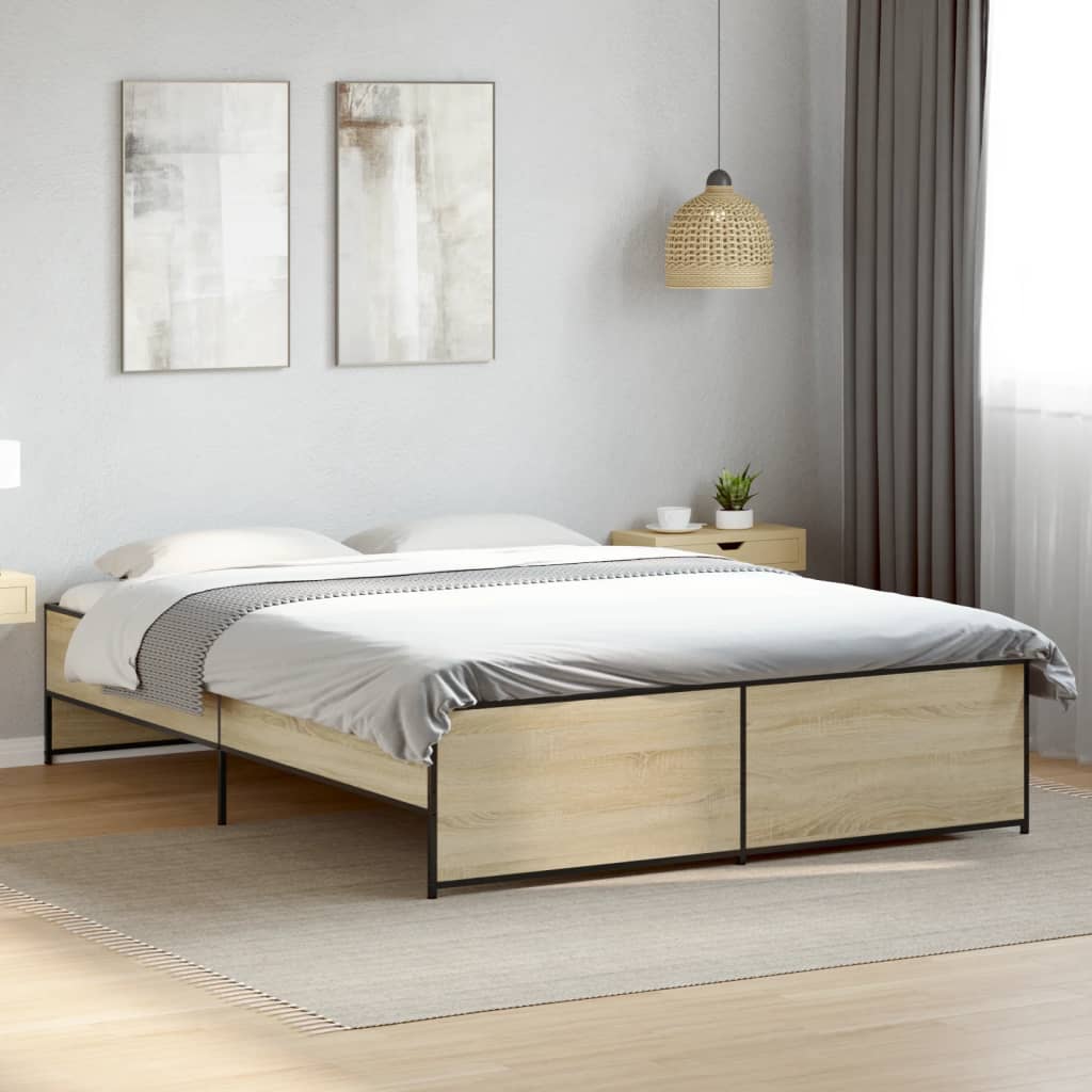 Okvir za krevet boja hrasta 160x200 cm konstruiran drvo i metal