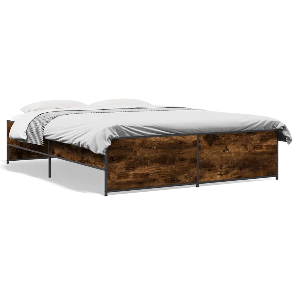 Okvir za krevet boja hrasta 150x200cm konstruirano drvo i metal