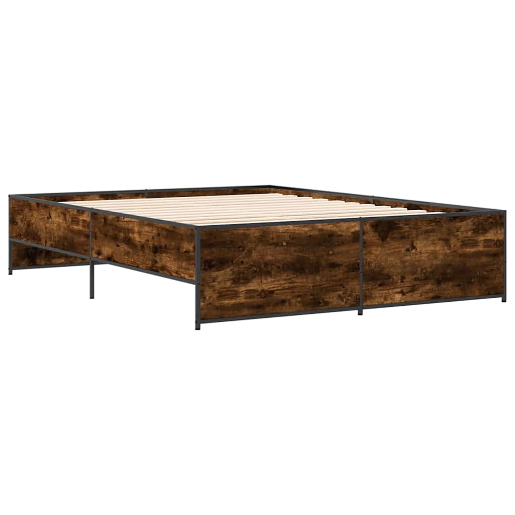 Okvir za krevet boja hrasta 150x200cm konstruirano drvo i metal