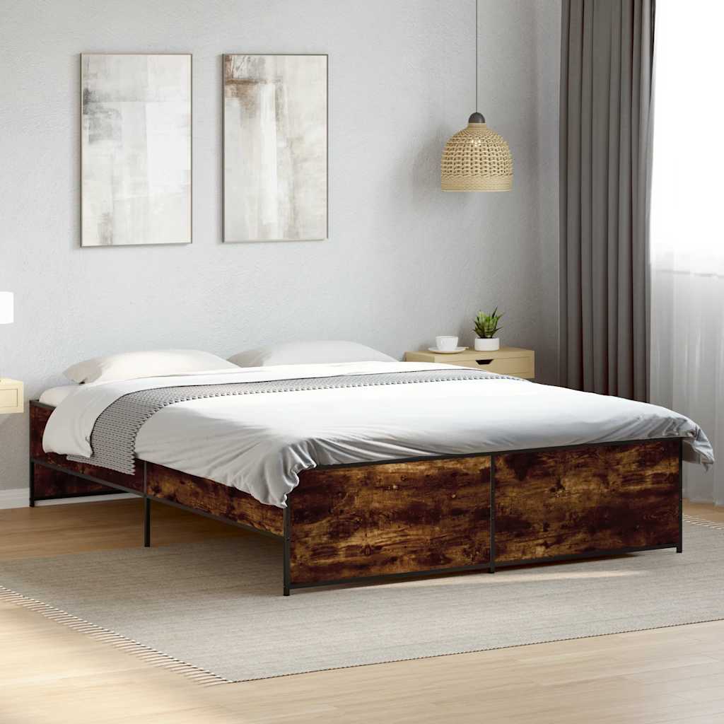 Okvir za krevet boja hrasta 150x200cm konstruirano drvo i metal