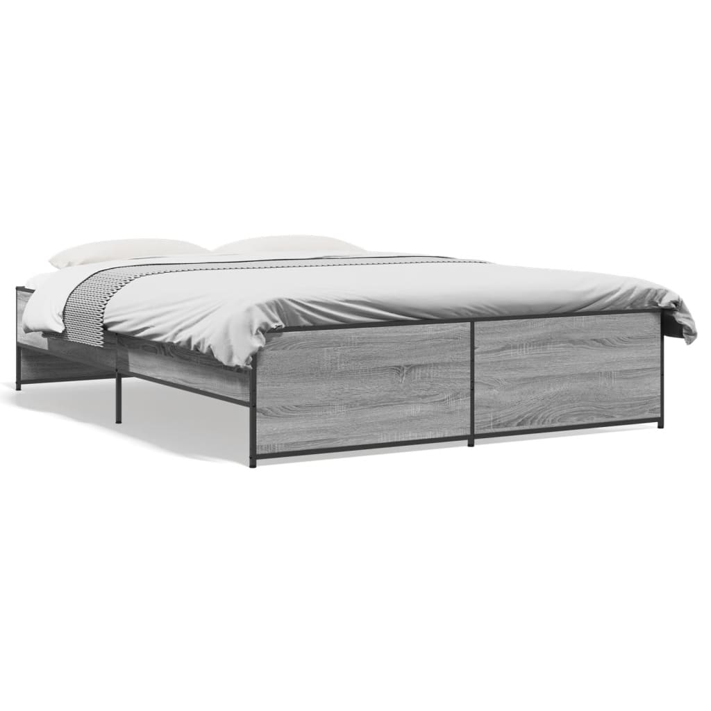Okvir za krevet boja hrasta 150x200cm konstruirano drvo i metal
