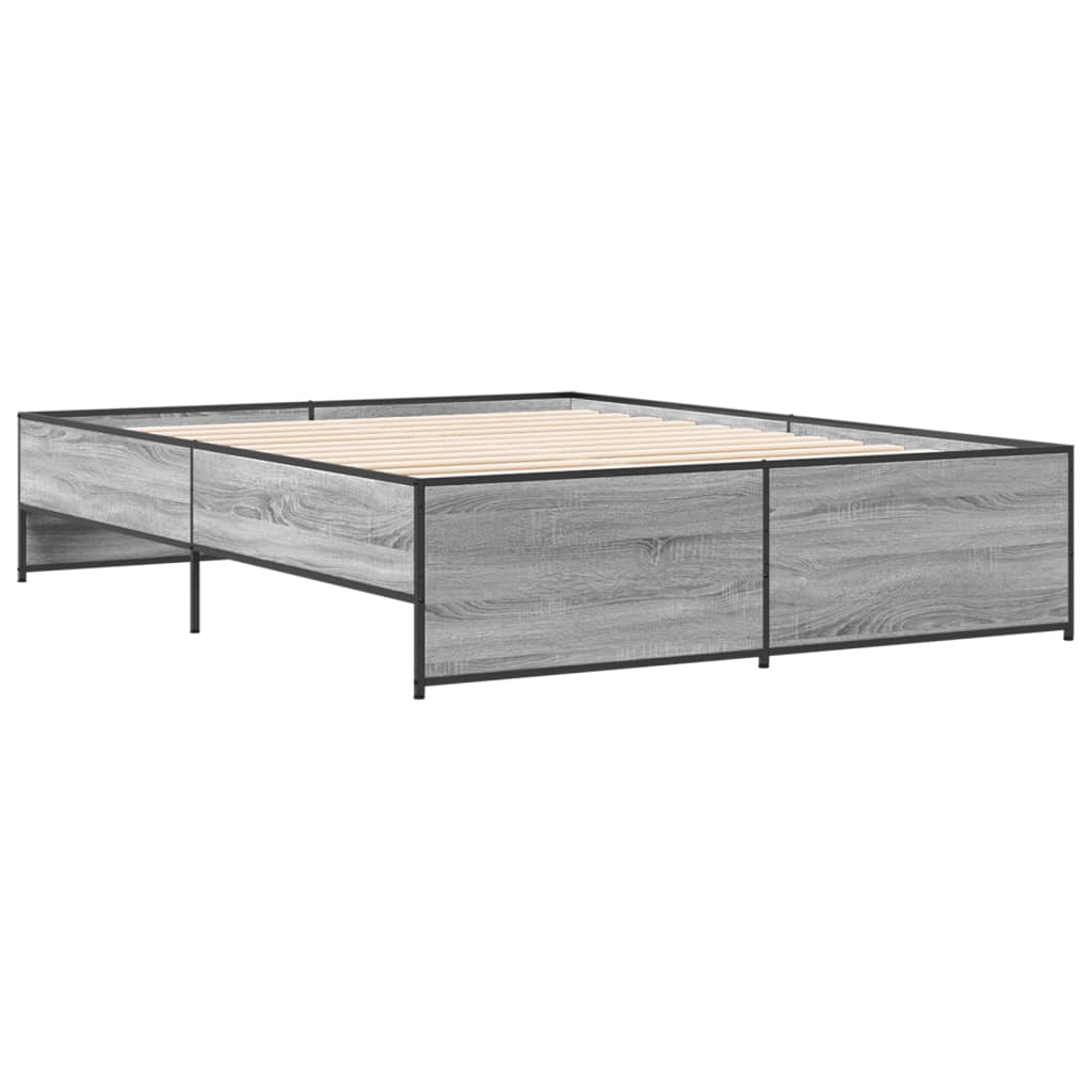 Okvir za krevet boja hrasta 150x200cm konstruirano drvo i metal