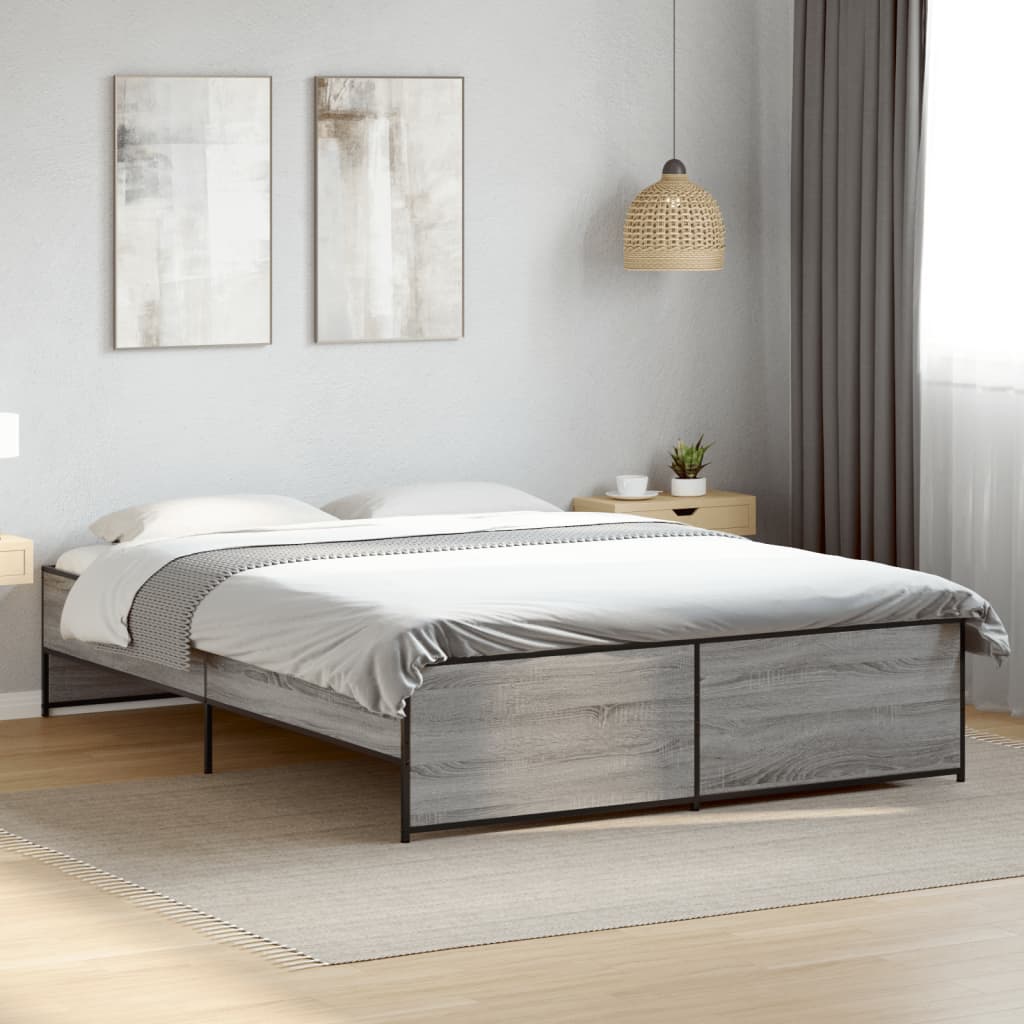 Okvir za krevet boja hrasta 150x200cm konstruirano drvo i metal