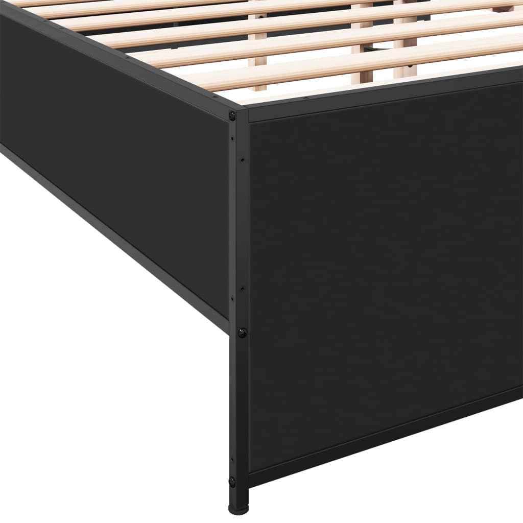 Okvir kreveta crni 140 x 200 cm od konstruiranog drva i metala
