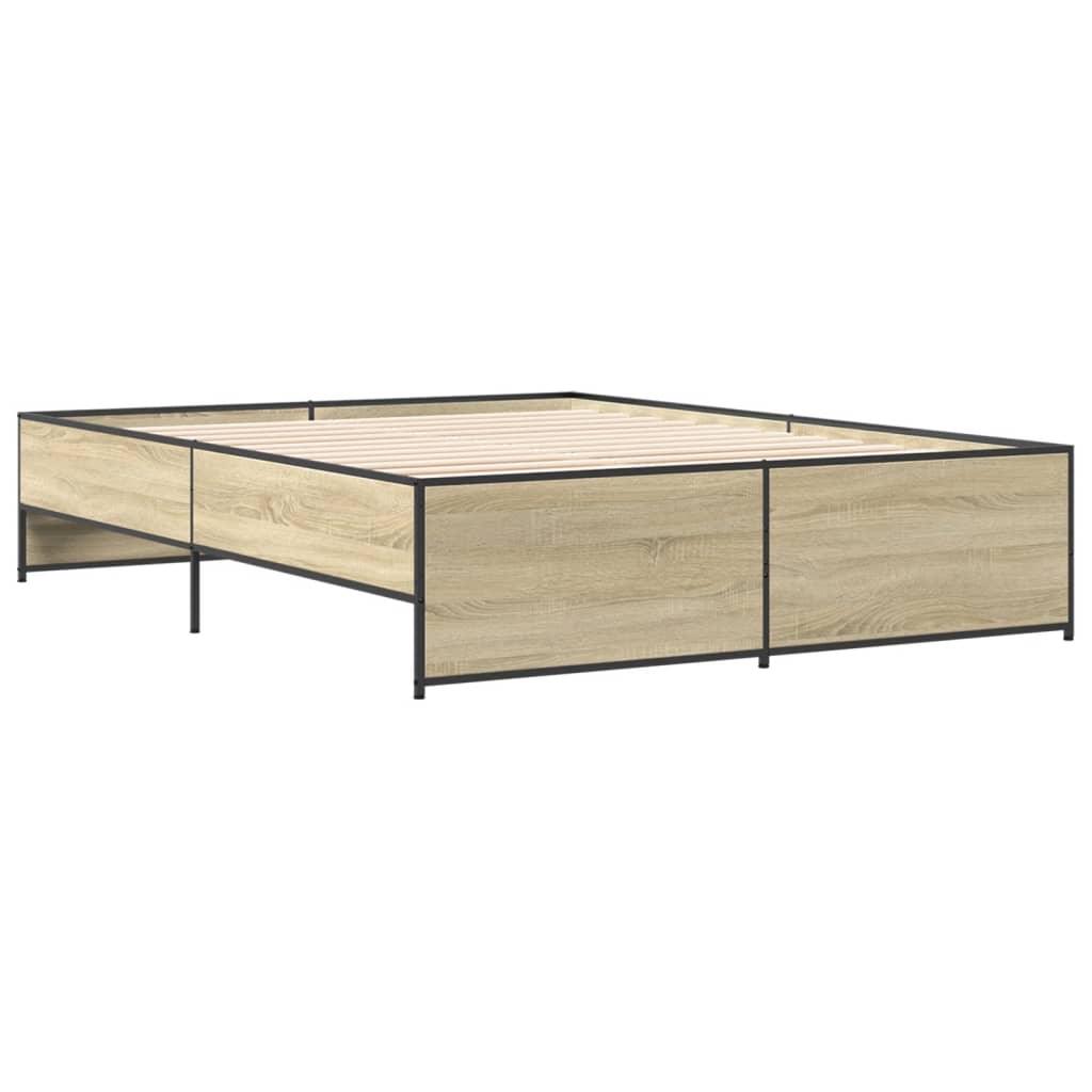 Okvir za krevet boja hrasta 140x200cm konstruirano drvo i metal
