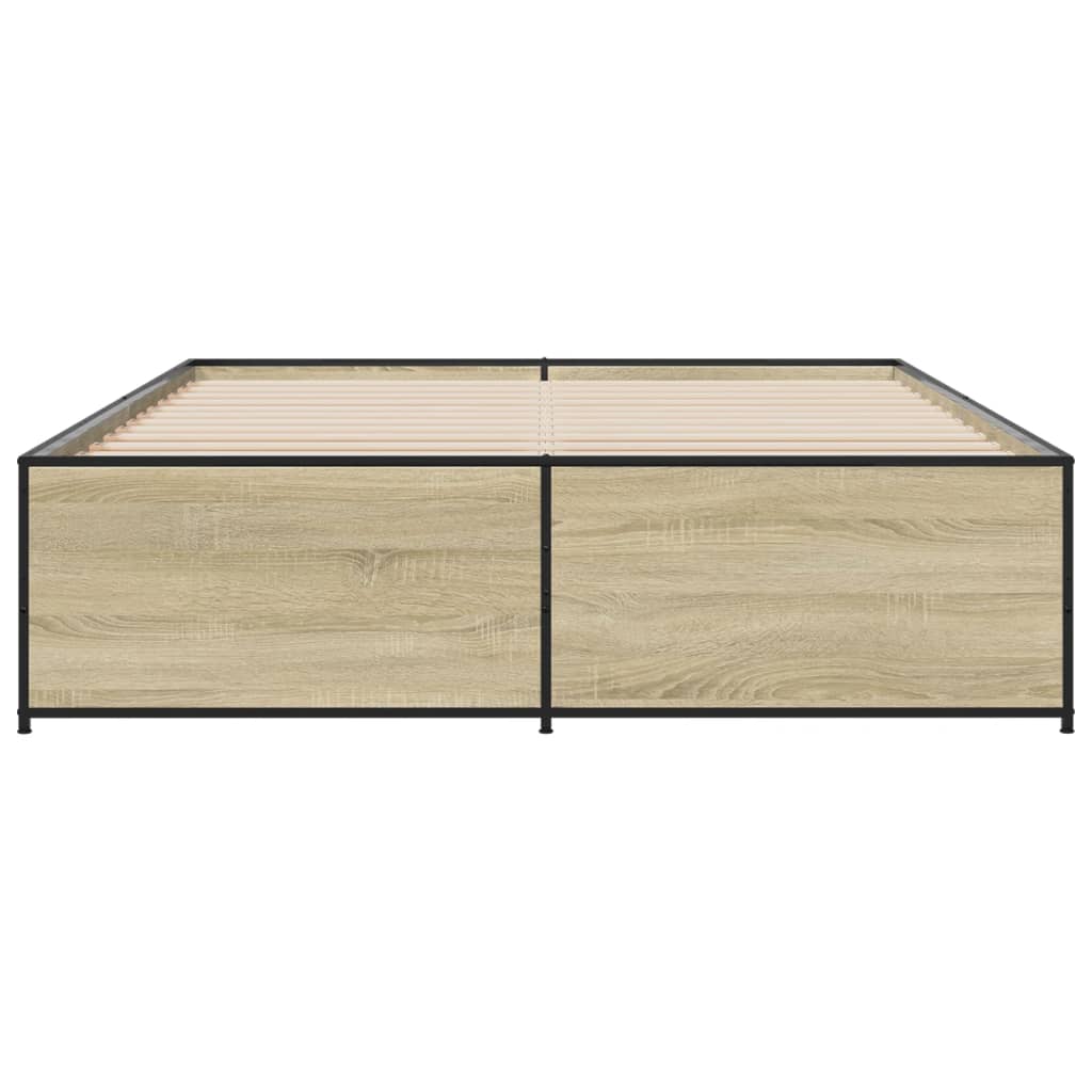 Okvir za krevet boja hrasta 140x200cm konstruirano drvo i metal