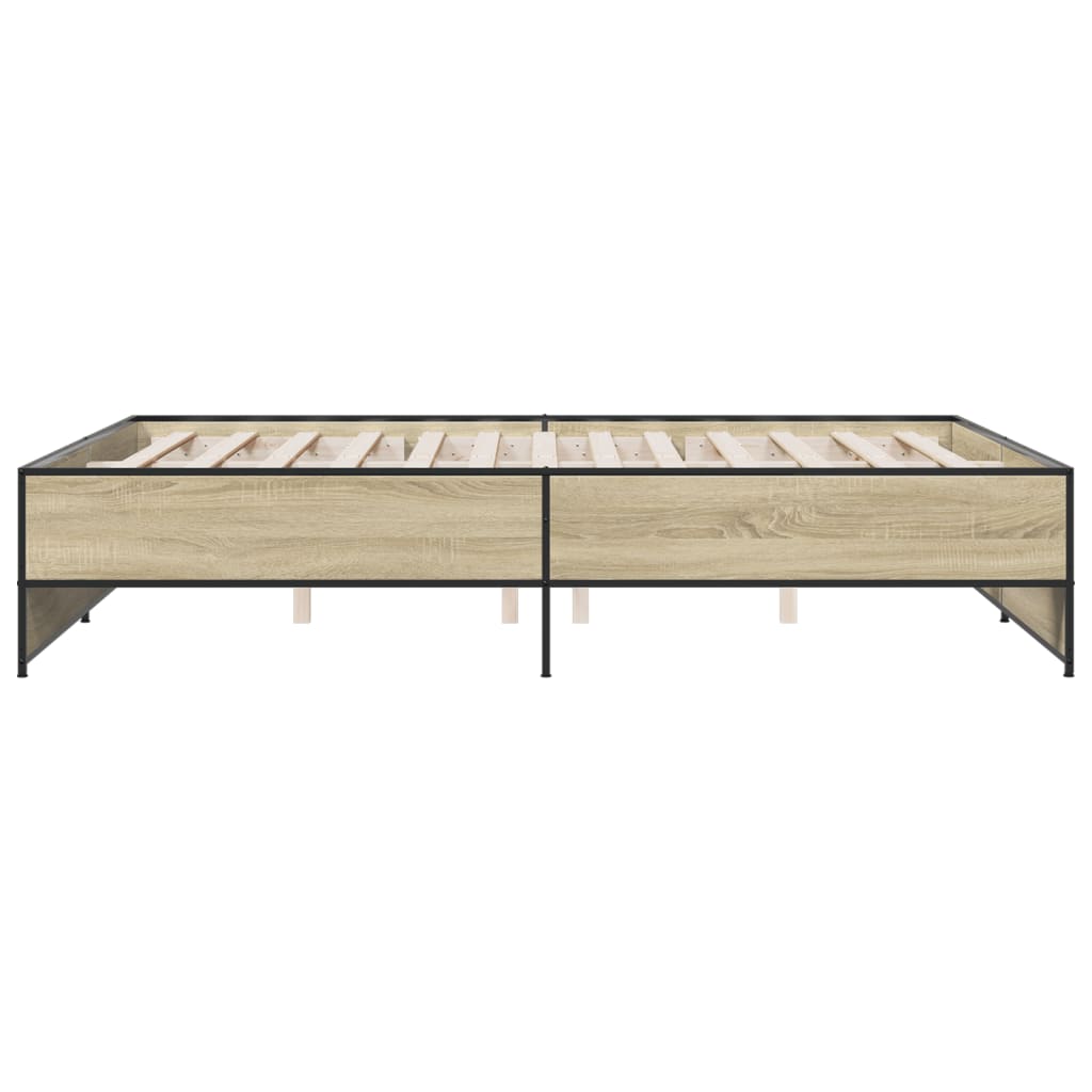 Okvir za krevet boja hrasta 140x200cm konstruirano drvo i metal