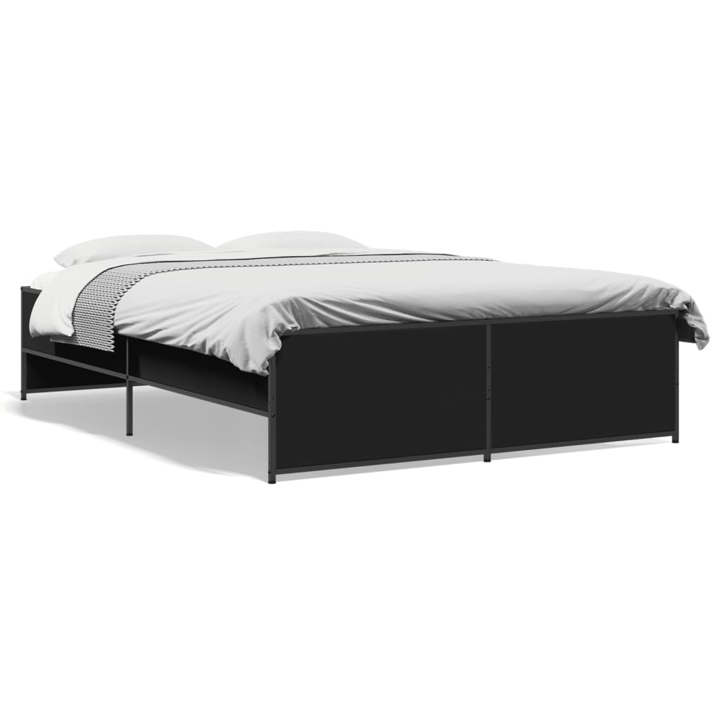 Okvir kreveta crni 120 x 200 cm od konstruiranog drvo i metal