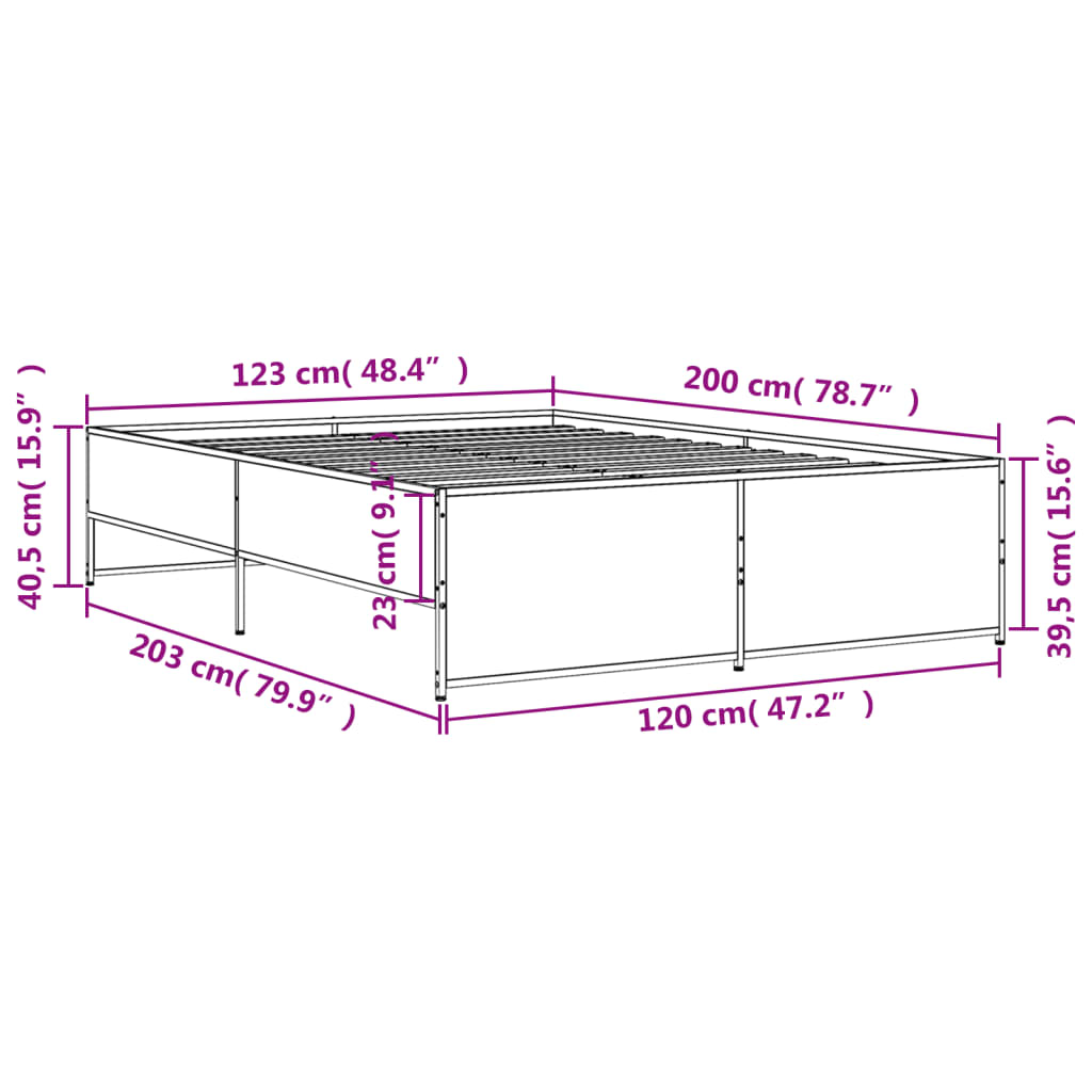 Okvir kreveta crni 120 x 200 cm od konstruiranog drvo i metal