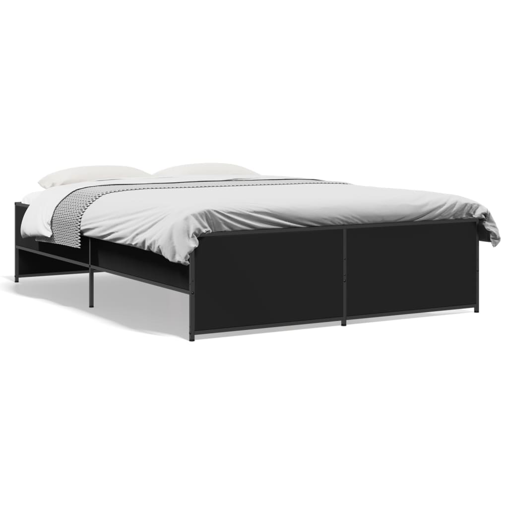 Okvir za krevet crni 140x190 cm konstruirano drvo i metal