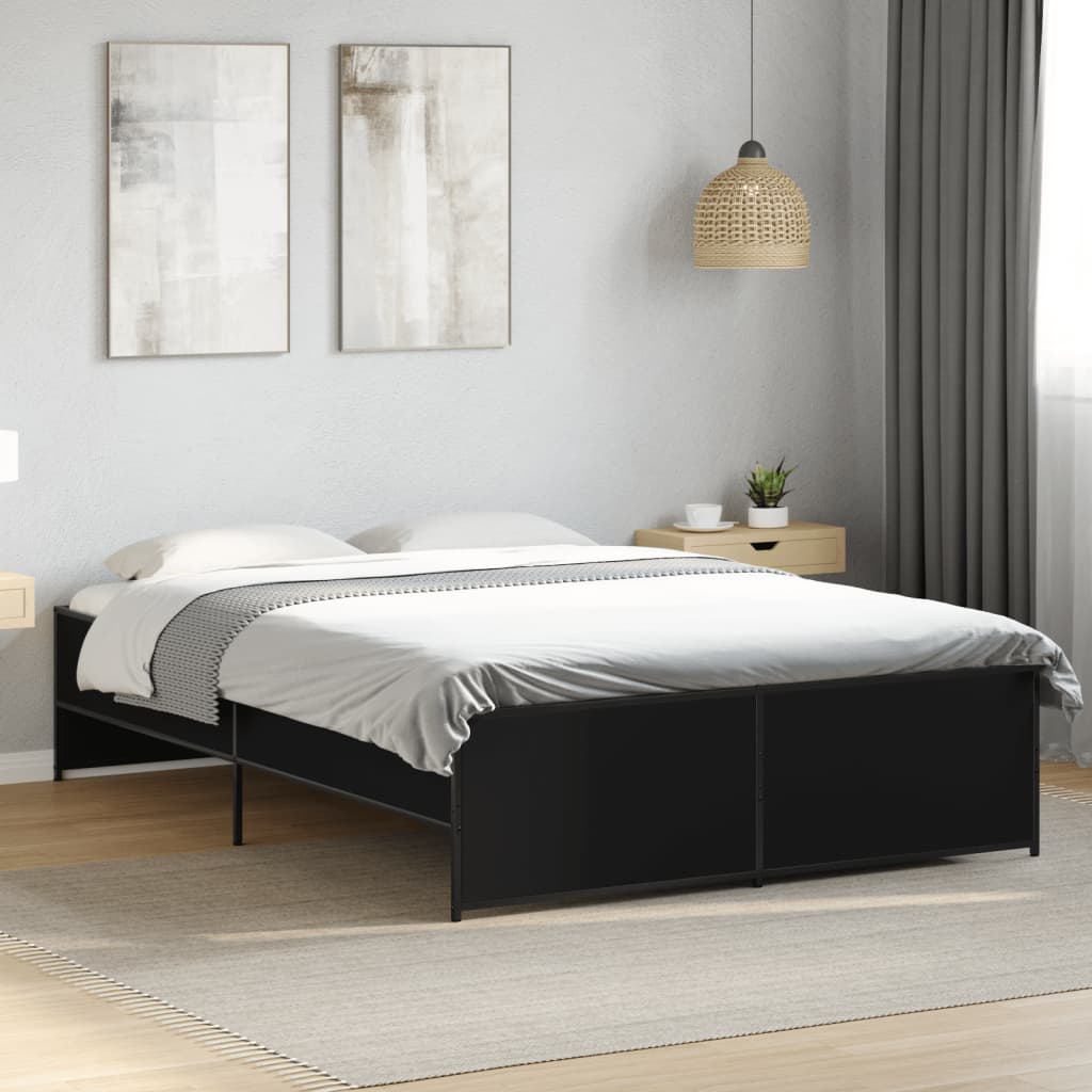 Okvir za krevet crni 140x190 cm konstruirano drvo i metal