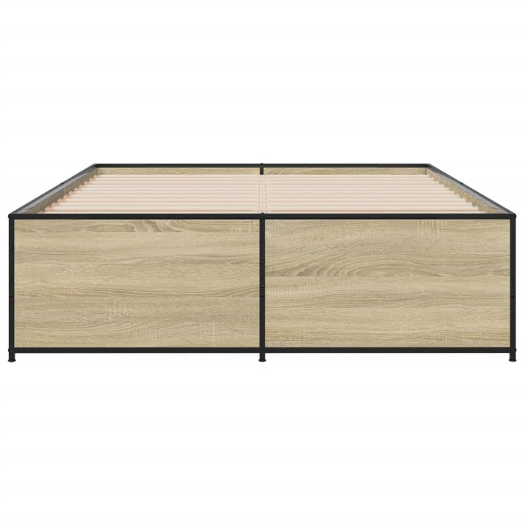 Okvir za krevet boja hrasta 140x190cm konstruirano drvo i metal