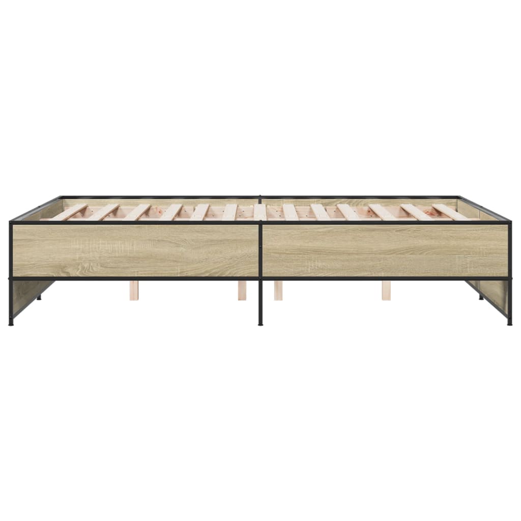Okvir za krevet boja hrasta 140x190cm konstruirano drvo i metal