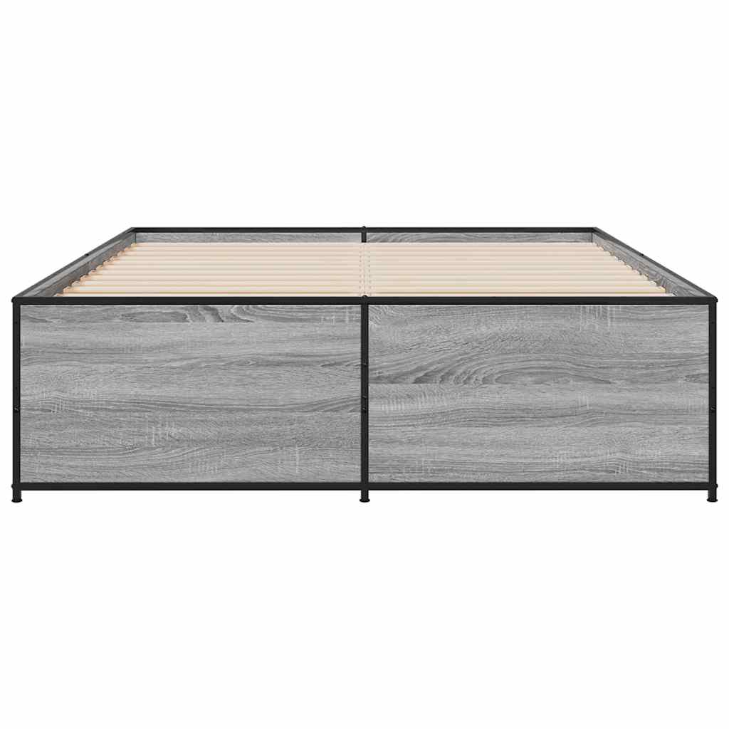 Okvir za krevet boja hrasta 140x190cm konstruirano drvo i metal