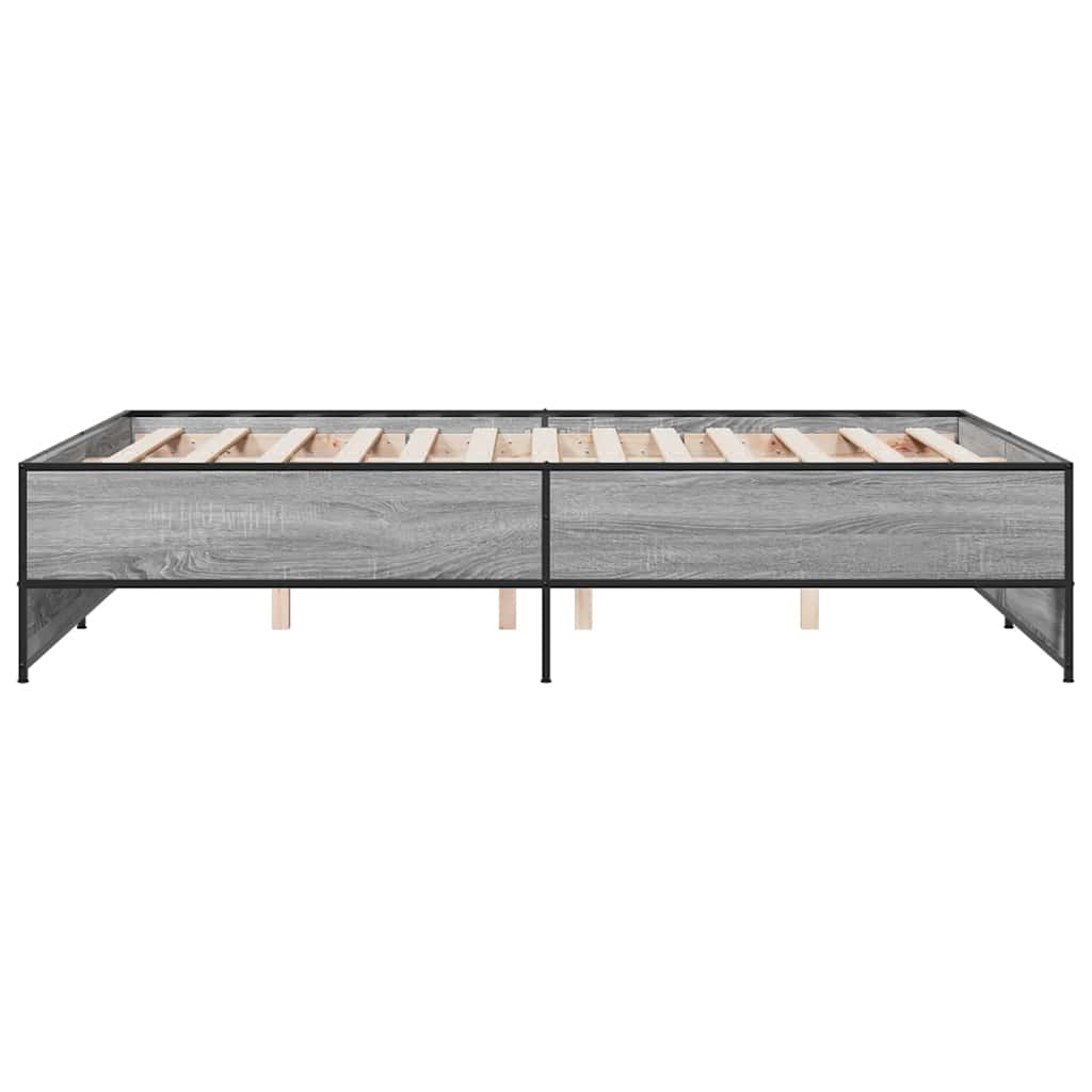 Okvir za krevet boja hrasta 140x190cm konstruirano drvo i metal
