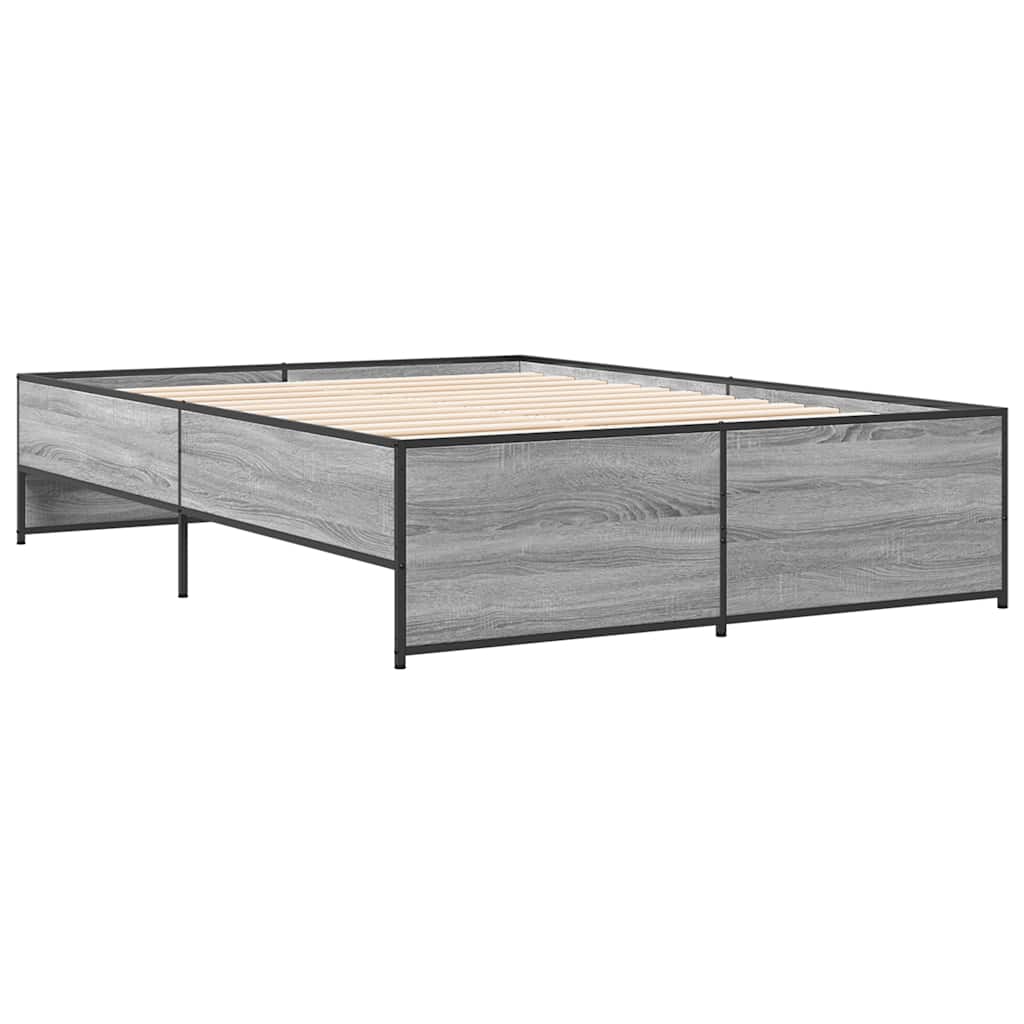 Okvir za krevet boja hrasta 140x190cm konstruirano drvo i metal