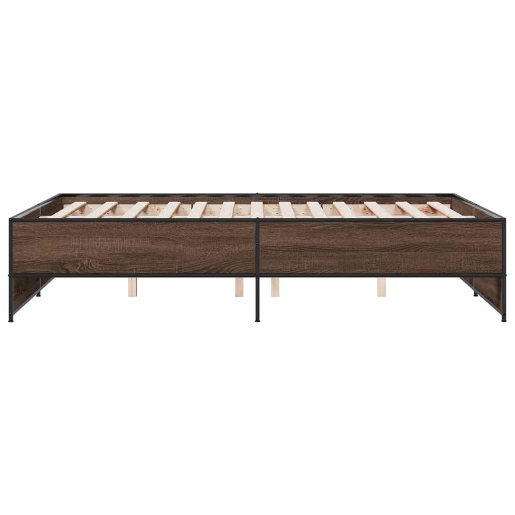 Okvir za krevet smeđi hrast 140x190cm konstruirano drvo i metal