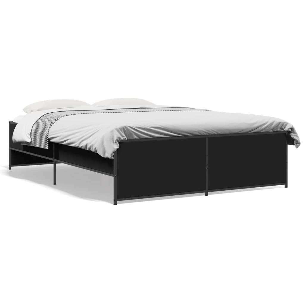 Okvir za krevet crni 135x190 cm konstruirano drvo i metal