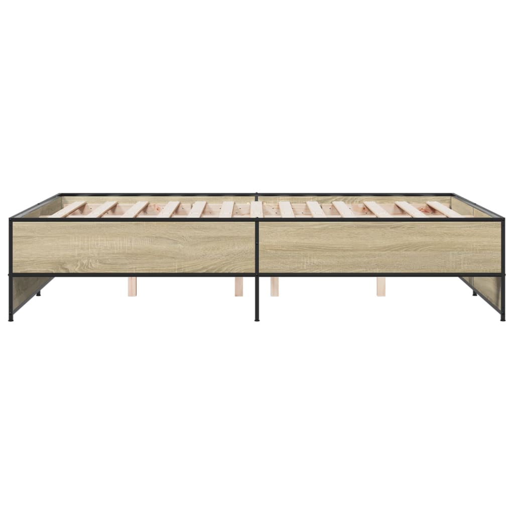 Okvir za krevet boja hrasta 135x190cm konstruirano drvo i metal