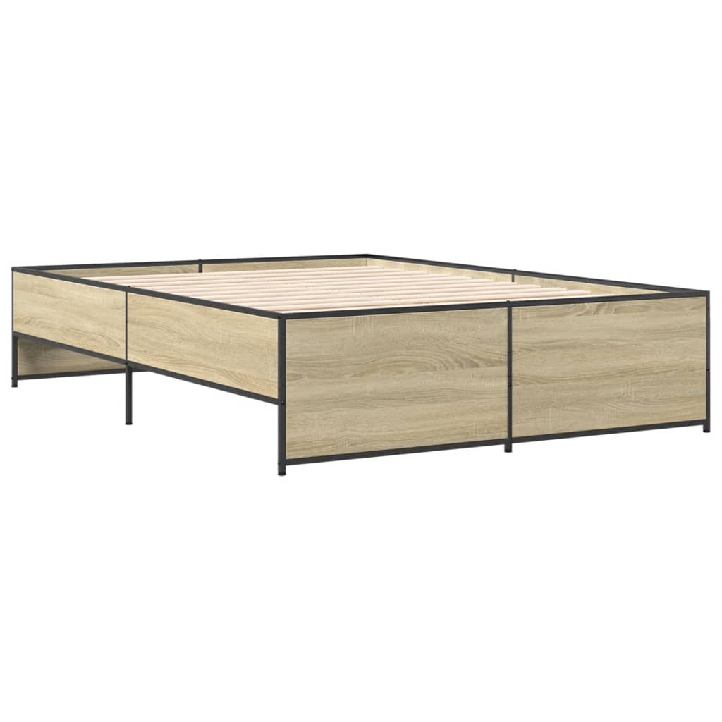 Okvir za krevet boja hrasta 135x190cm konstruirano drvo i metal