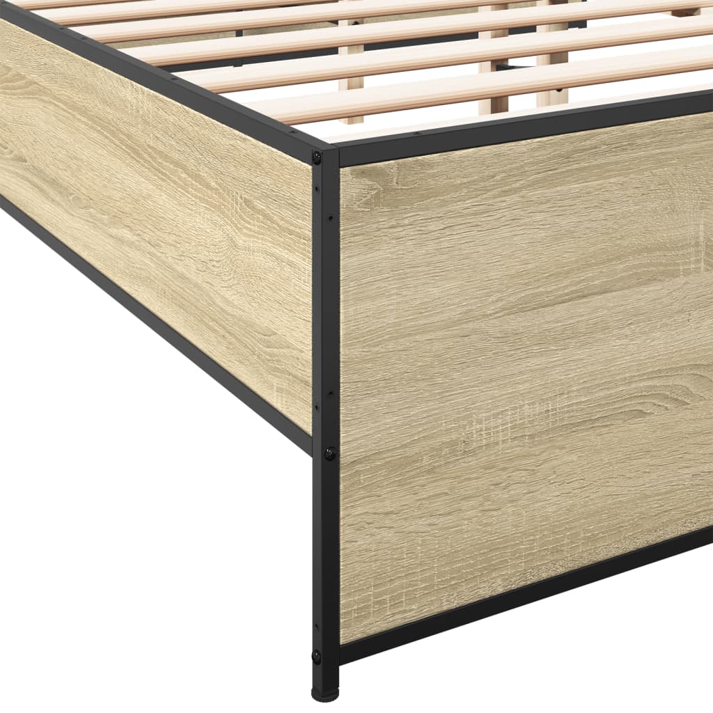 Okvir za krevet boja hrasta 135x190cm konstruirano drvo i metal