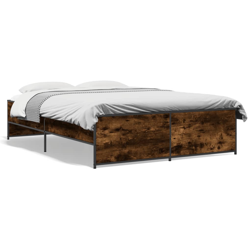 Okvir za krevet boja hrasta 135x190cm konstruirano drvo i metal