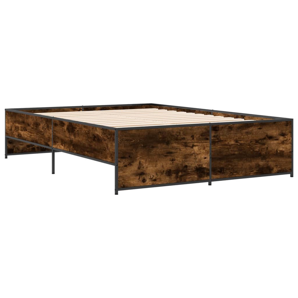Okvir za krevet boja hrasta 135x190cm konstruirano drvo i metal