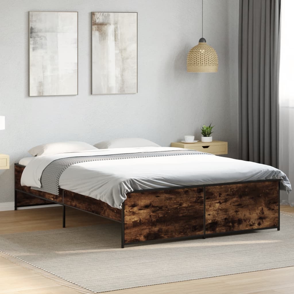 Okvir za krevet boja hrasta 135x190cm konstruirano drvo i metal