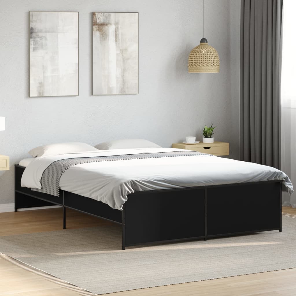 Okvir za krevet crni 120x190 cm konstruirano drvo i metal