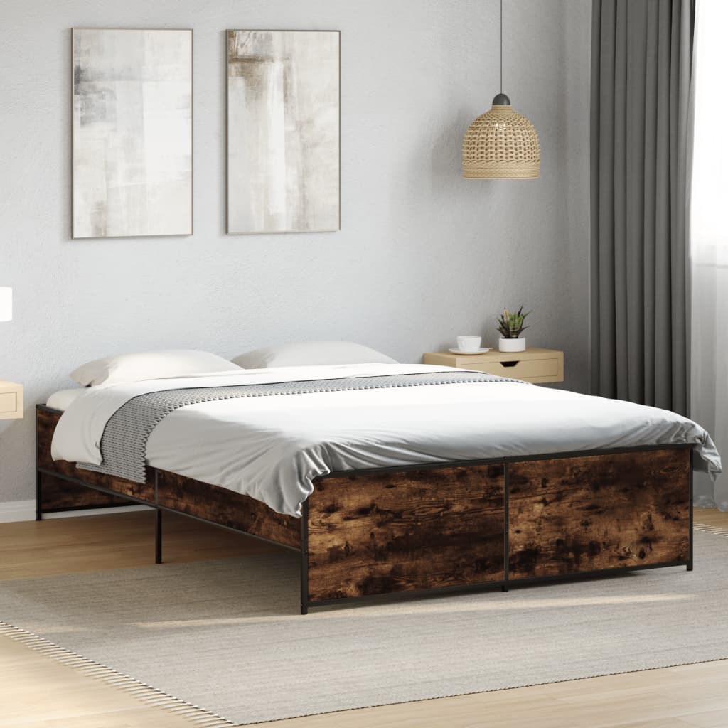 Okvir za krevet boja hrasta 120x190cm konstruirano drvo i metal