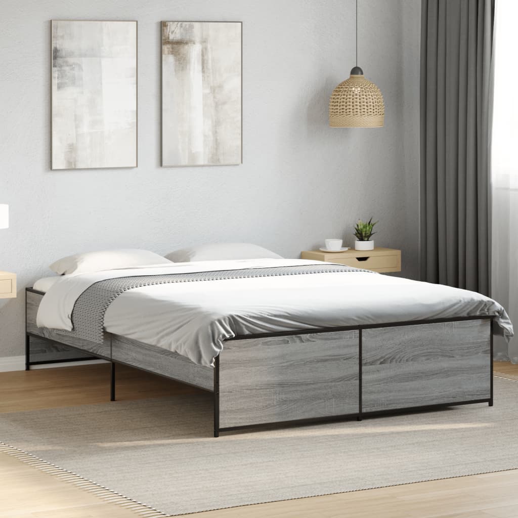 Okvir za krevet boja hrasta 120x190cm konstruirano drvo i metal