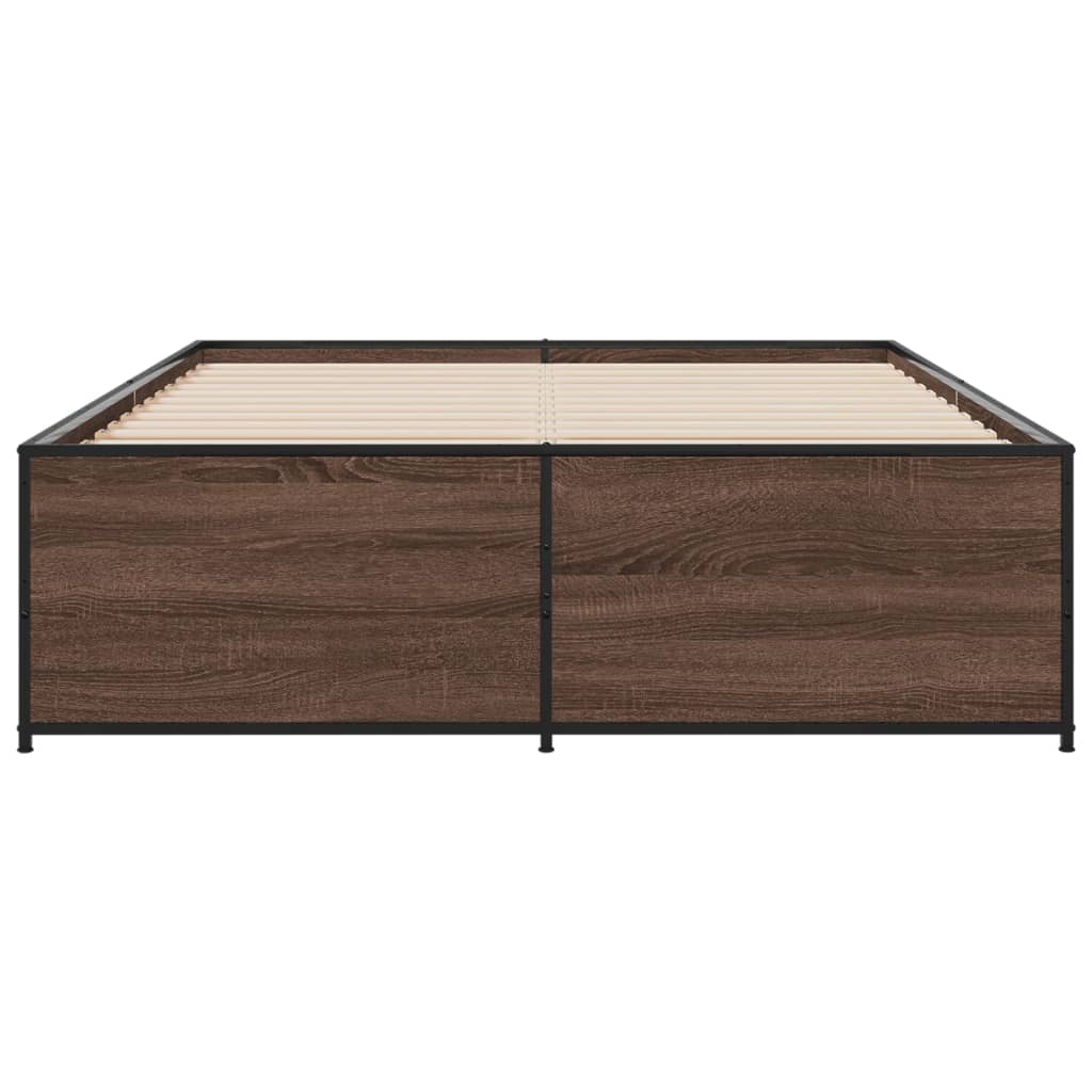 Okvir za krevet smeđi hrast 120x190cm konstruirano drvo i metal