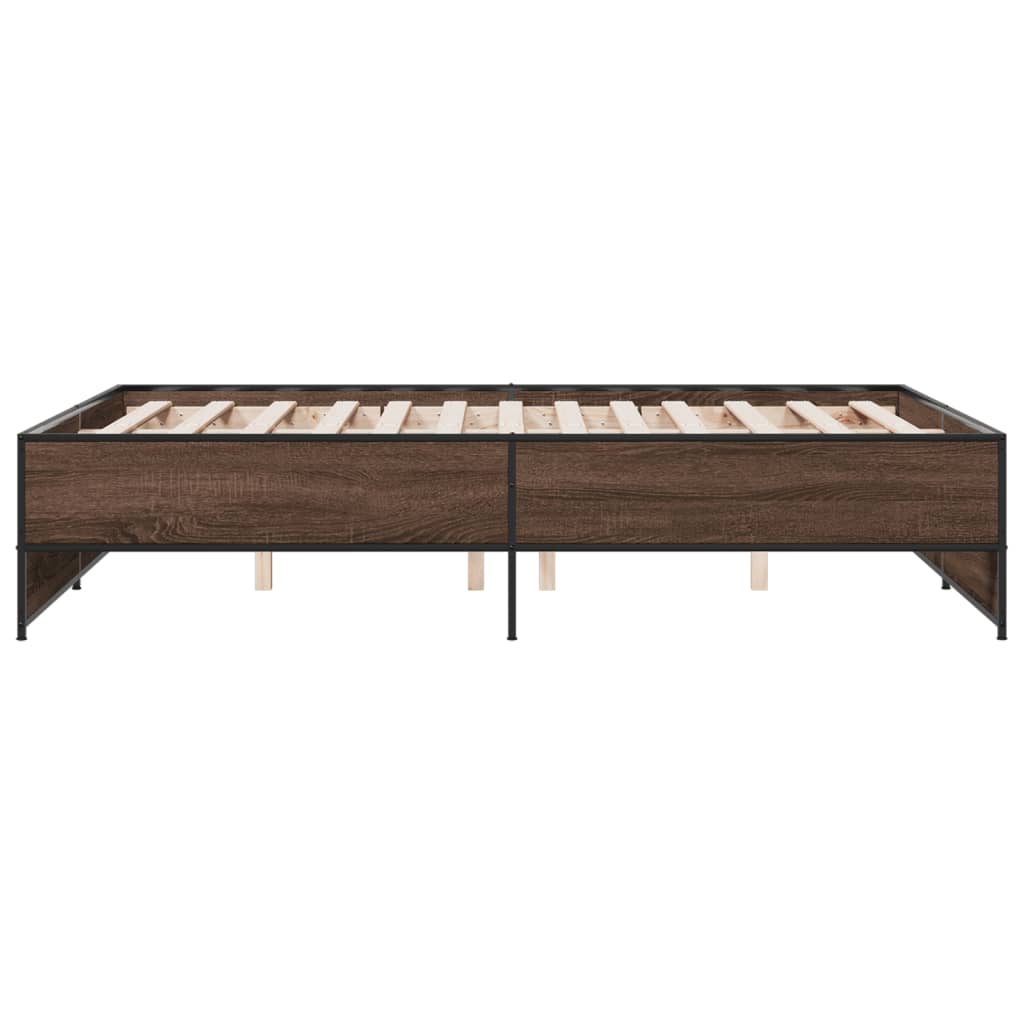 Okvir za krevet smeđi hrast 120x190cm konstruirano drvo i metal