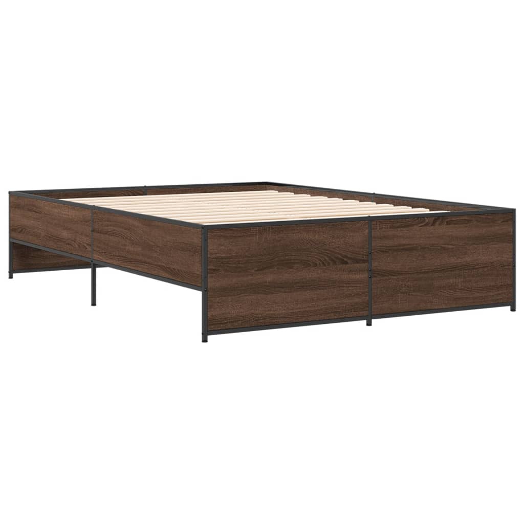 Okvir za krevet smeđi hrast 120x190cm konstruirano drvo i metal