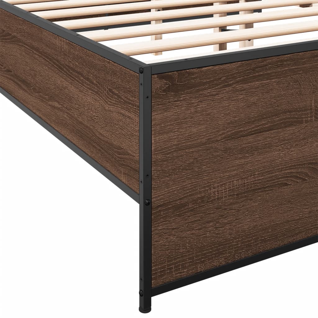 Okvir za krevet smeđi hrast 120x190cm konstruirano drvo i metal