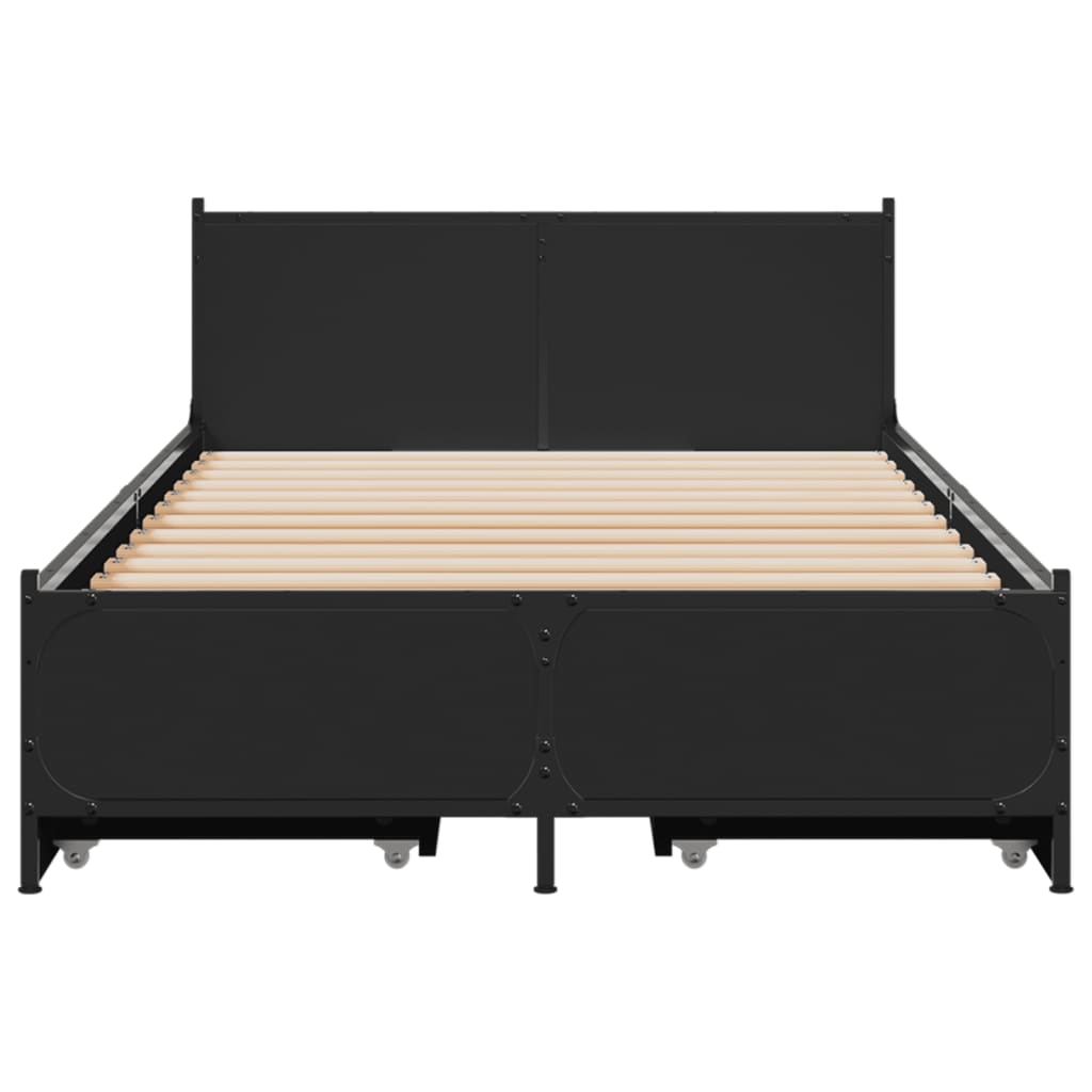 Okvir kreveta s ladicama crni 75 x 190 cm konstruirano drvo