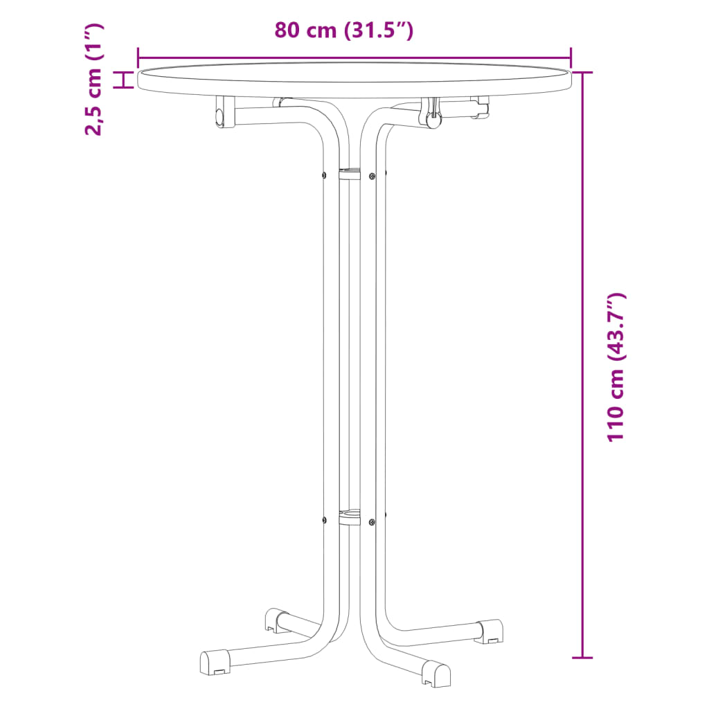 Barski stol crni Ø 80x110 cm konstruirano drvo i čelik