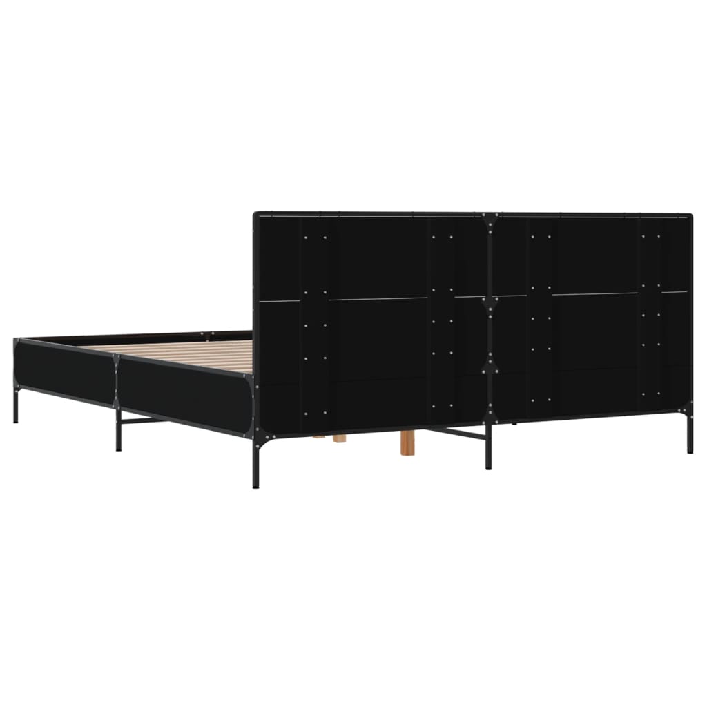 Okvir kreveta crni 120 x 200 cm od konstruiranog drvo i metal