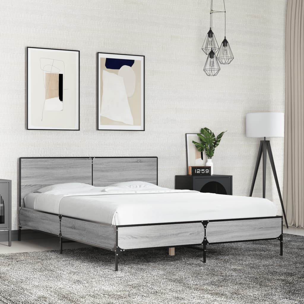 Okvir kreveta boja hrasta 120x200 cm konstruirano drvo i metal