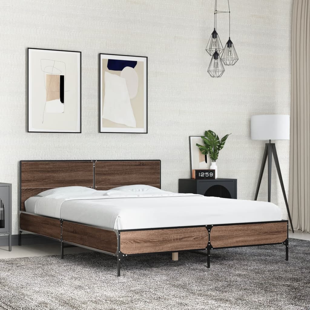 Okvir kreveta boja hrasta 120x200 cm konstruirano drvo i metal