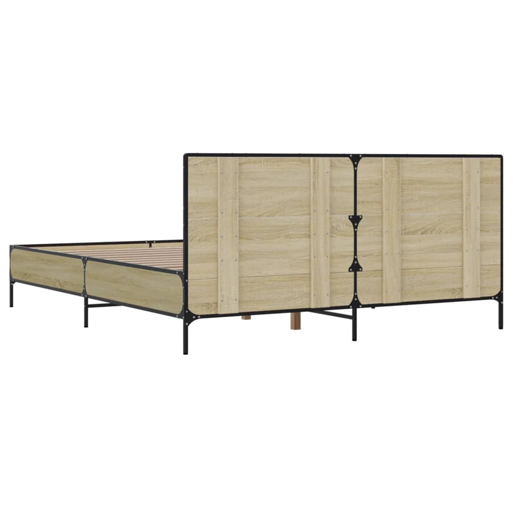 Okvir za krevet boja hrasta 140x200cm konstruirano drvo i metal