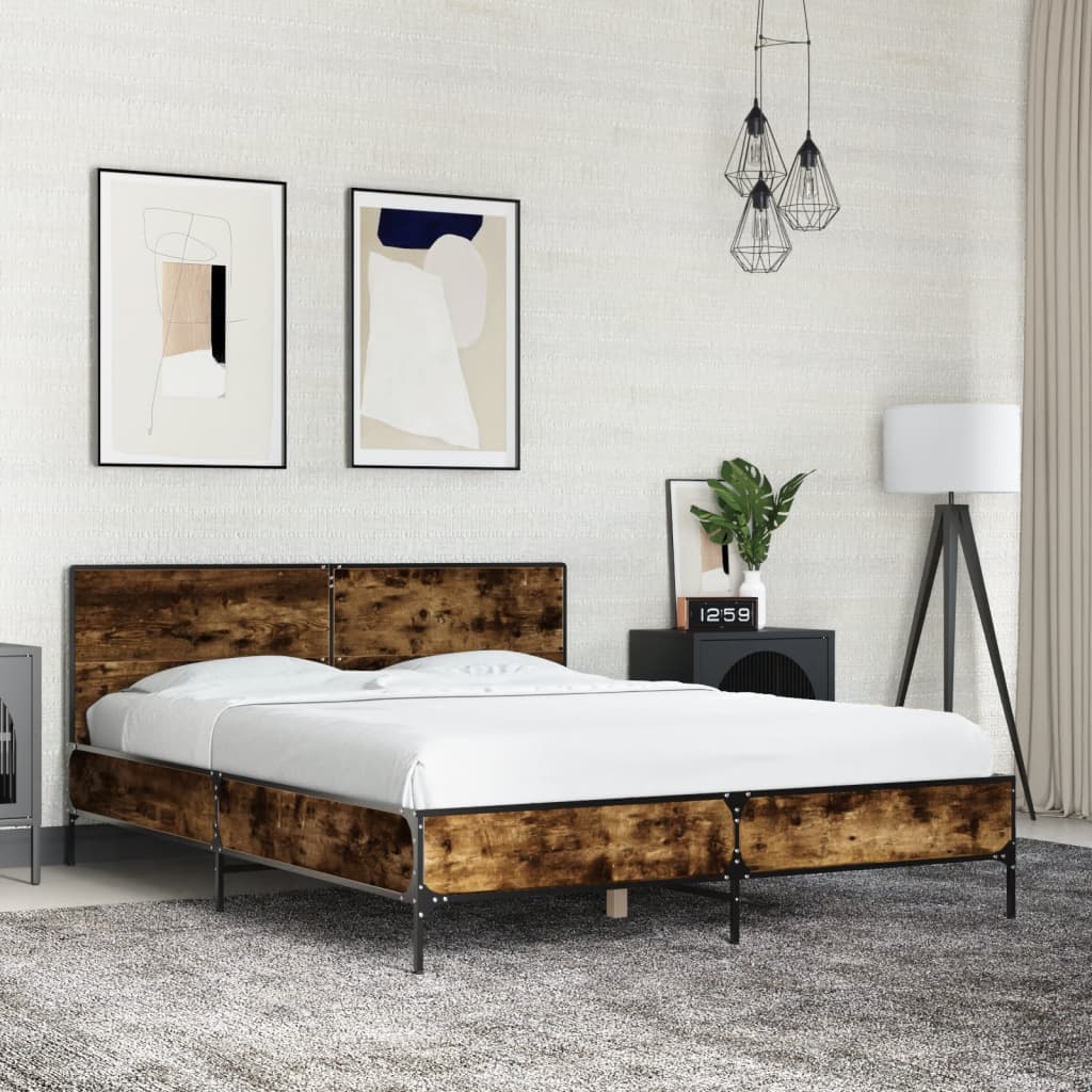 Okvir kreveta boja hrasta 140x200 cm konstruirano drvo i metal