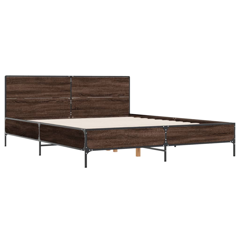 Okvir kreveta smeđi hrast 140x200cm konstruirano drvo i metal