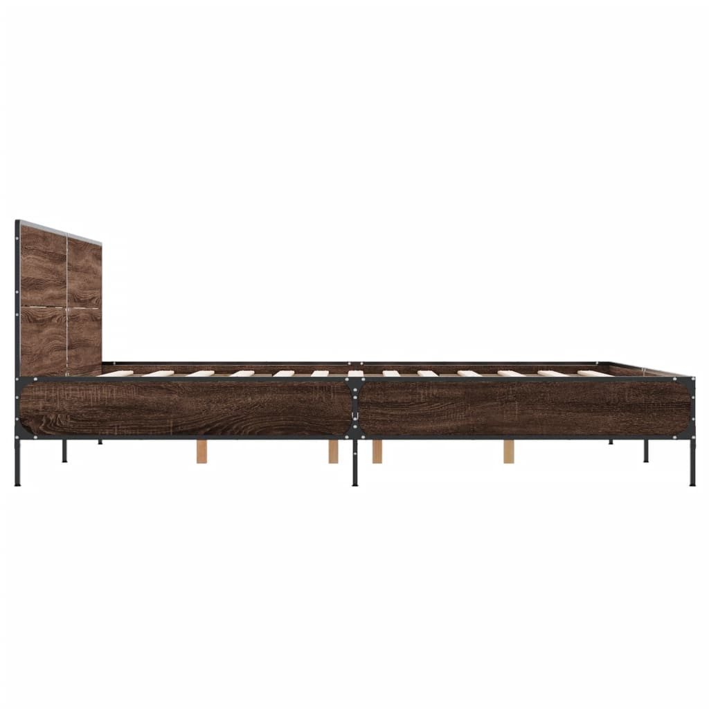 Okvir kreveta smeđi hrast 140x200cm konstruirano drvo i metal