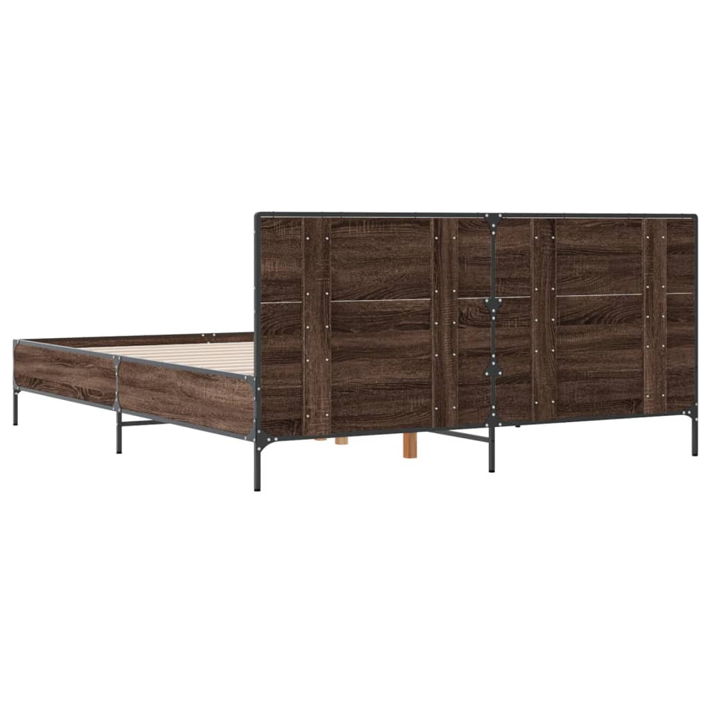 Okvir kreveta smeđi hrast 140x200cm konstruirano drvo i metal