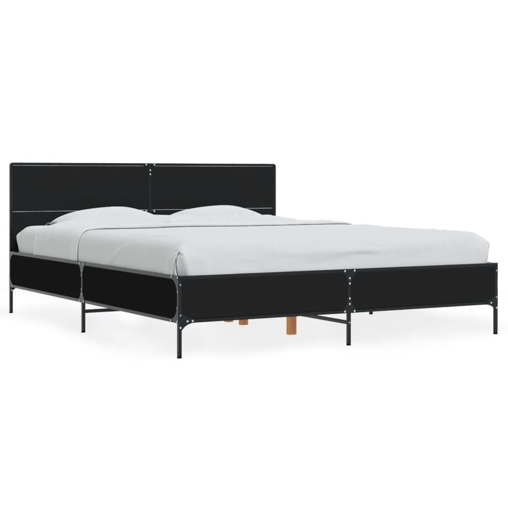 Okvir za krevet crni 150x200 cm konstruirano drvo i metal