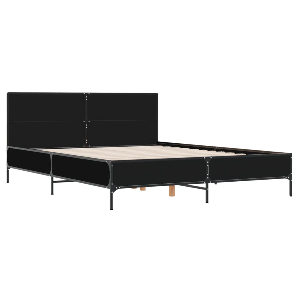 Okvir za krevet crni 150x200 cm konstruirano drvo i metal