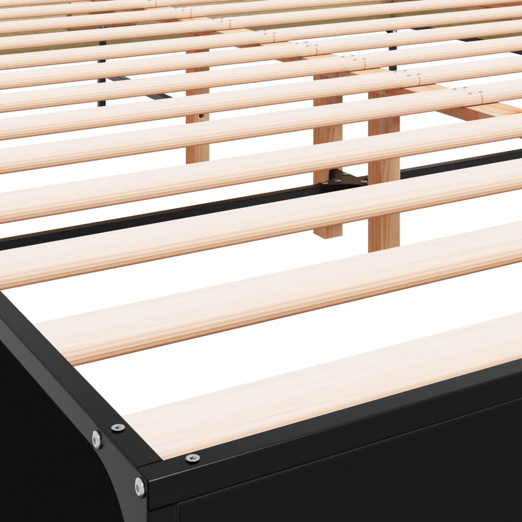 Okvir za krevet crni 150x200 cm konstruirano drvo i metal