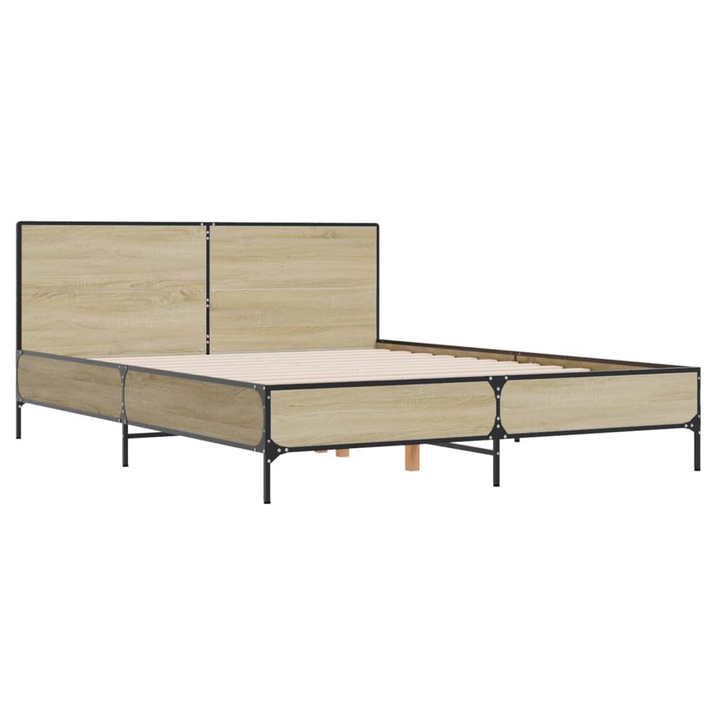 Okvir za krevet boja hrasta 150x200cm konstruirano drvo i metal