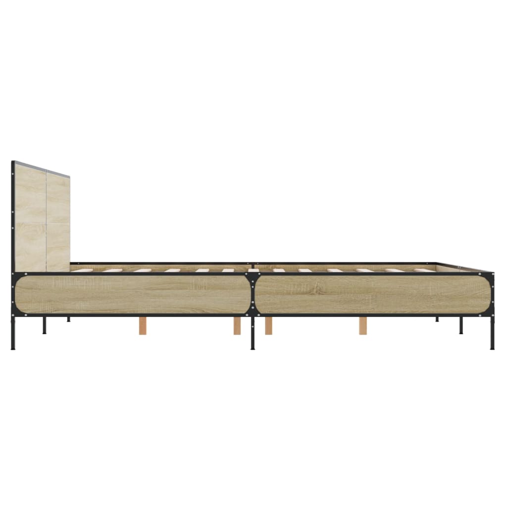 Okvir za krevet boja hrasta 150x200cm konstruirano drvo i metal